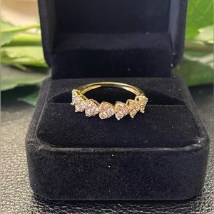heart illusion 1/2 eternity ring marked 18K yellow gold 1.00 CTW Natural Diamond